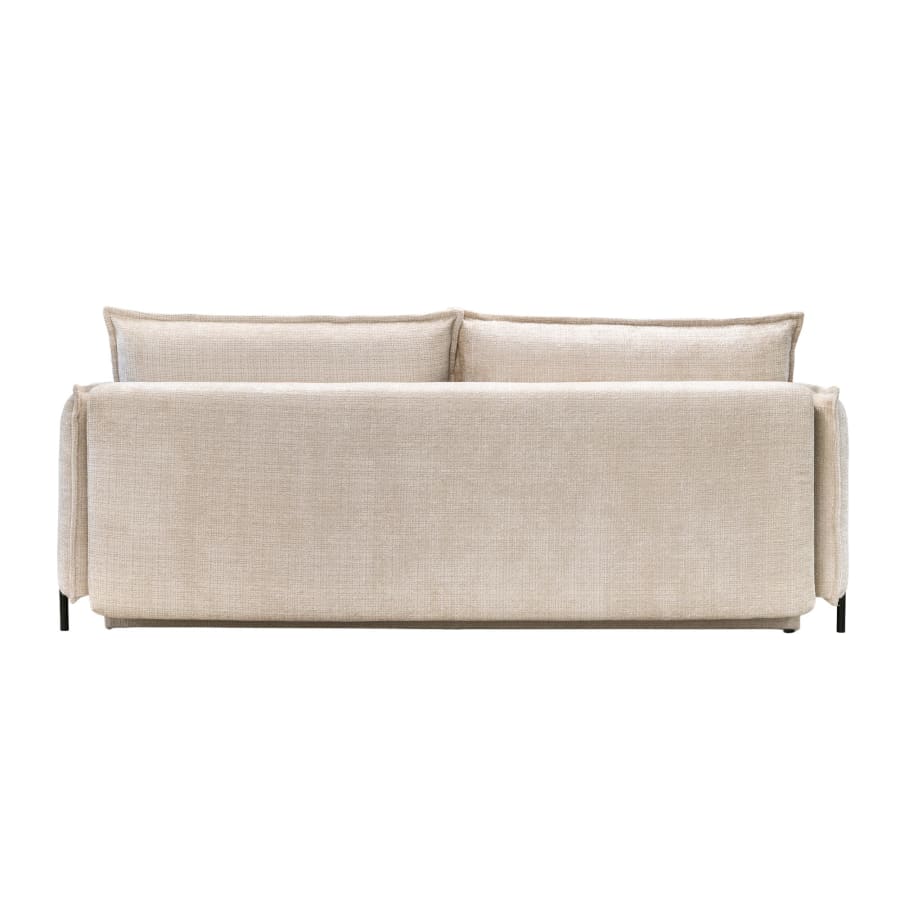 Canap&eacute; 3 places convertible avec coffre en tissu beige